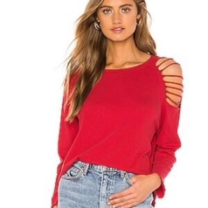 Red Cutout Shoulder Top
